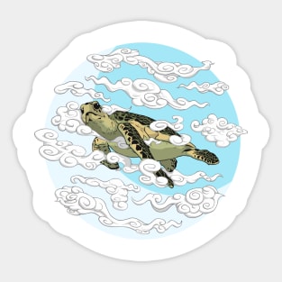 Turtle Flying In The Skies Sticker